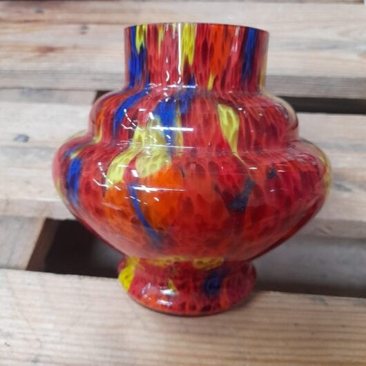 Jaren 30 spatterglas vaasje Tsechië kopen bij RataPlan webshop!